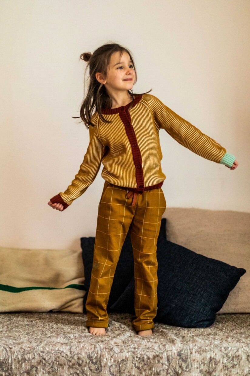 Pantaln cuadros Mostaza