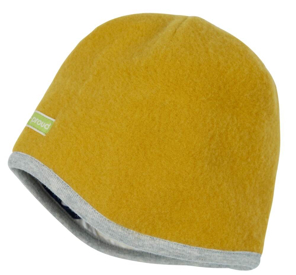 Gorro lana reversible mostaza